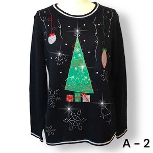 White Stag Christmas Tree Sweater Vest Women's M Heavily Embellished Rhinestones